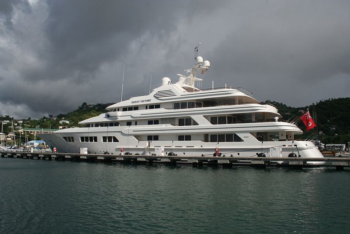 Luxury yacht Ocean Victory berthing in the Caribbean