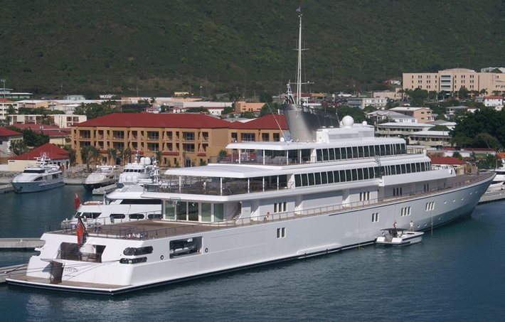 Mega Yacht Rising Sun in the Marina